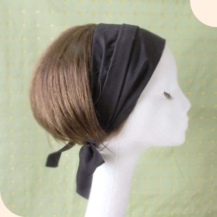 Hair scarf - Cotton Multi size -Solid Black