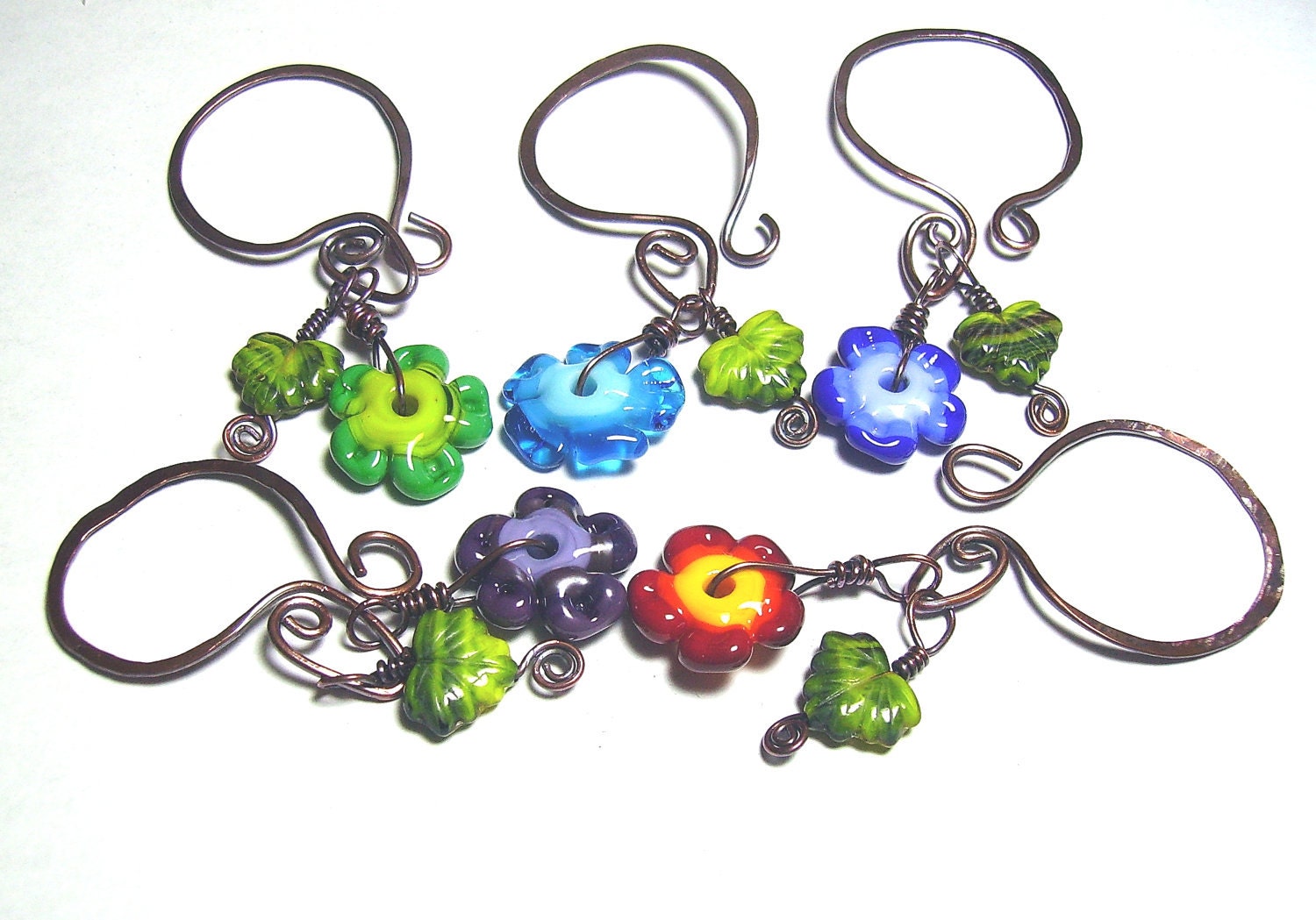 Flower Lampwork Wine Charms