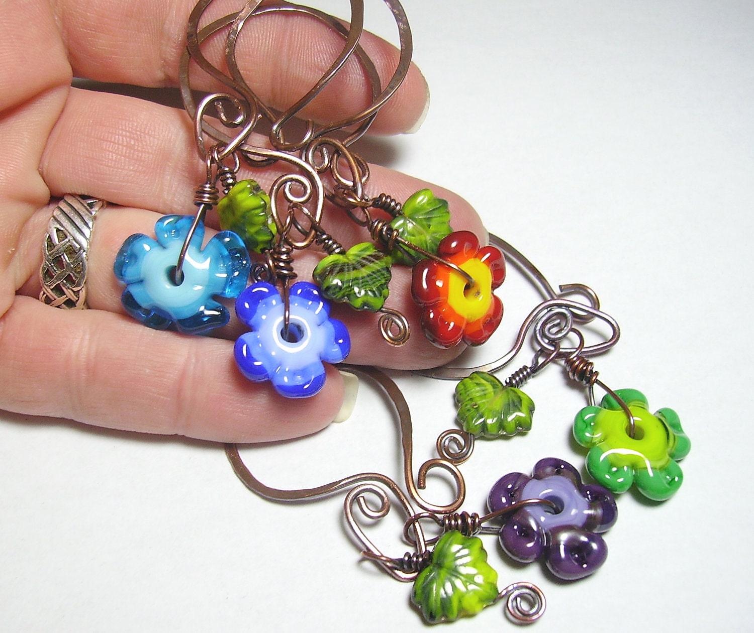 Flower Lampwork Wine Charms