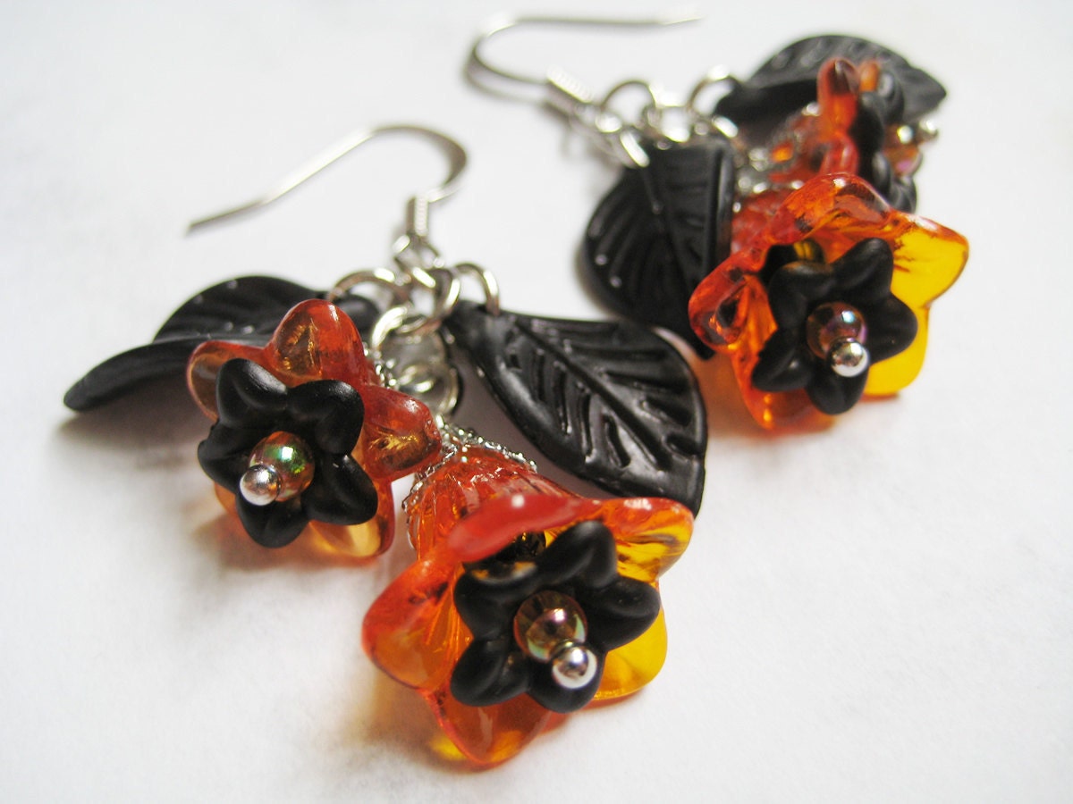 Halloween Theme Flower Earrings
