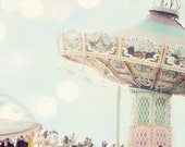 vintage, nursery, art, carnival photography, pastel, swing, soft, baby, blue, pink, mint, green, yellow, children, kids, room decor - TheGinghamOwl
