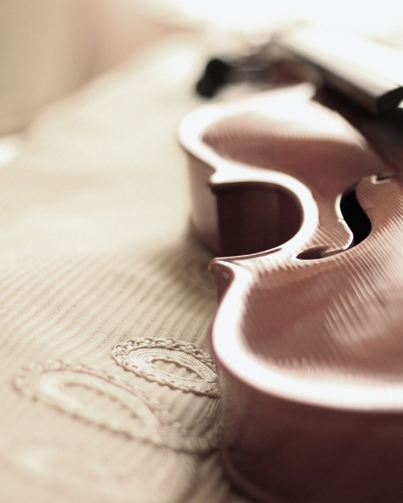 violin art Victorian romantic musical instrument warm neutral colors brown cream beige gift for musicians and violinists violin photography
