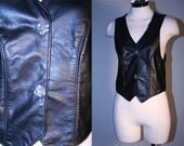Black Cropped Fitted Leather Vest Top
