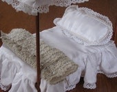 Miniature Dollhouse Throw Blanket, Handwoven Sage Mint, Ivory, Beige, Gray, Doll House Collector, Model Home Decor, 1/12 Scale Textile