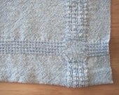 Chef's Kitchen Towel, Handwoven, Lt Denim Sky Blue Cotton, Textured Lace Border, Country Farmhouse, Beach Cottage, Spring, Summer Home Decor