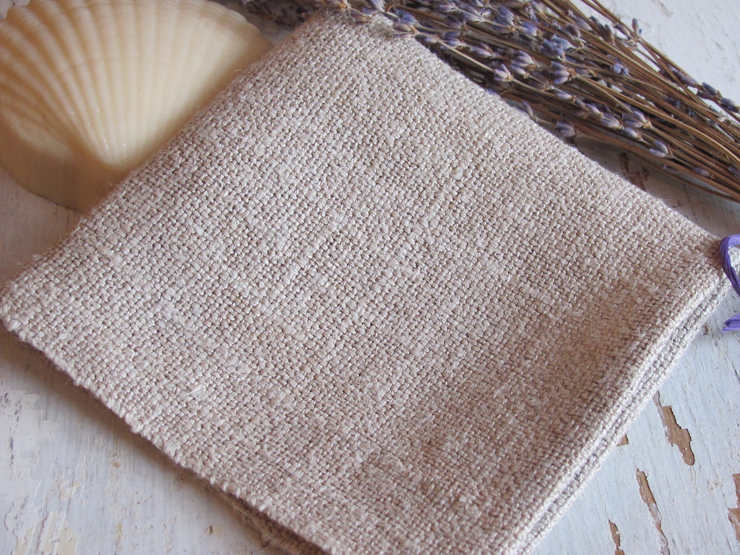 Handwoven Bath, Facial Spa Cloth, Eco Friendly Stone Gray Linen, Simple, Subtle Texture, Zen, Yoga, Natural Beauty, Skin Care