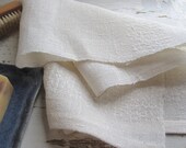 Linen Hand Towel, Handwoven Natural Ivory, Textured Border, Bath, Body, Home Spa, Traditional Cottage, Rustic Cabin, Country Home Decor