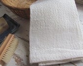 White Linen Hand Towel, Handwoven Textured Pattern, Plain Borders, Bath, Home Spa, Vintage Style, Rustic, Shabby Chic Cottage, Cabin Decor