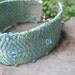 Cuff Bracelet or Anklet, Hand Woven Turquoise, Lime & Ivory Cotton, Glass Beading, Bohemian, Folk, Tribal, Fiber Art Fashion
