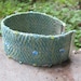 Cuff Bracelet or Anklet, Hand Woven Turquoise, Lime & Ivory Cotton, Glass Beading, Bohemian, Folk, Tribal, Fiber Art Fashion