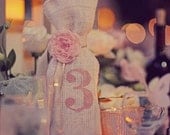 10 Custom Burlap Wine Bag Table Numbers