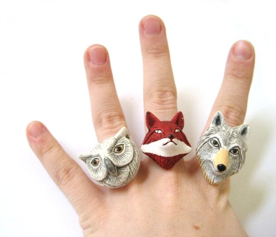 Best Friend Rings - Matching Rings Woodland Animals Set of Three