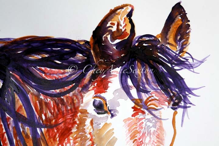 Horse Art - My Shaggy Winter Pony WaterColour - original painting