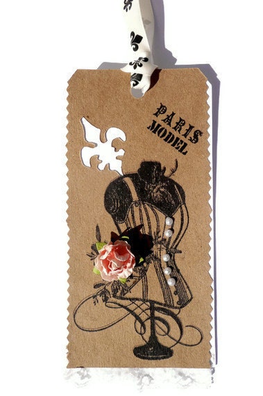 French Corset Gift Tags   Set of 2  Ooh La La