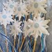Magic snowflake play wand, wool stuffed, wool felt on wooden wand