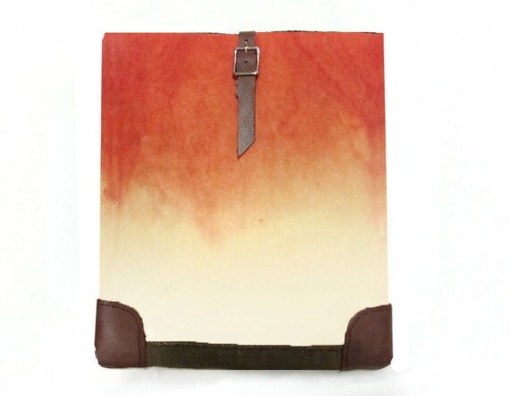 Hand Dyed Canvas & Leather iPad Case Ombre Etsy Handmade