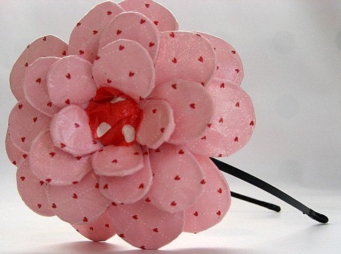 Jumbo Pink Paper Mache Daisy Headband