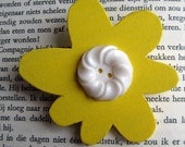 Yellow Flower Brooch wood