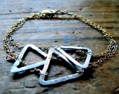 Triangle Trio Wrap Bracelet - Fine Silver Triangle Charms and 14K Gold Filled Chain
