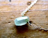 Natural Emerald Pendant - Natural Emerald, Fine Silver, and Sterling Silver Necklace