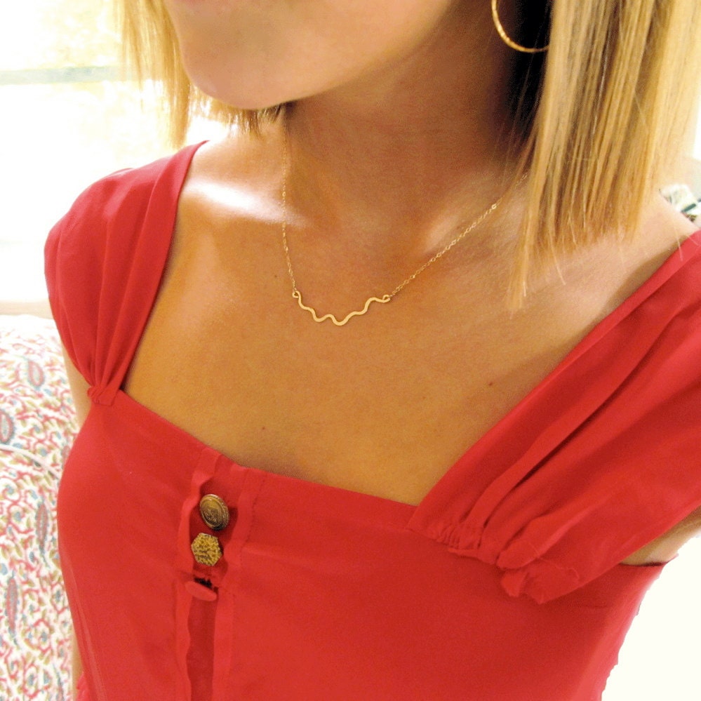 I'm Hammered Gold Necklace - 14K Gold FILLED Handmade Wavy Necklace