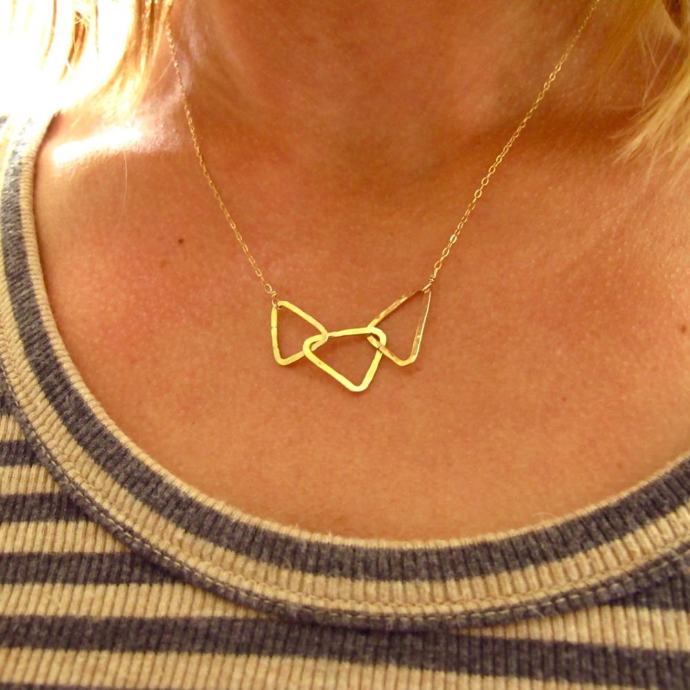 Silver Triangle Trio - Silver Interlocking Triangle Necklace on Sterling Silver Chain