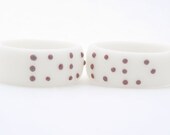 LOVE BRAILLE  RING , White Porcelain, Purple Dots- Free Gift Wrapping