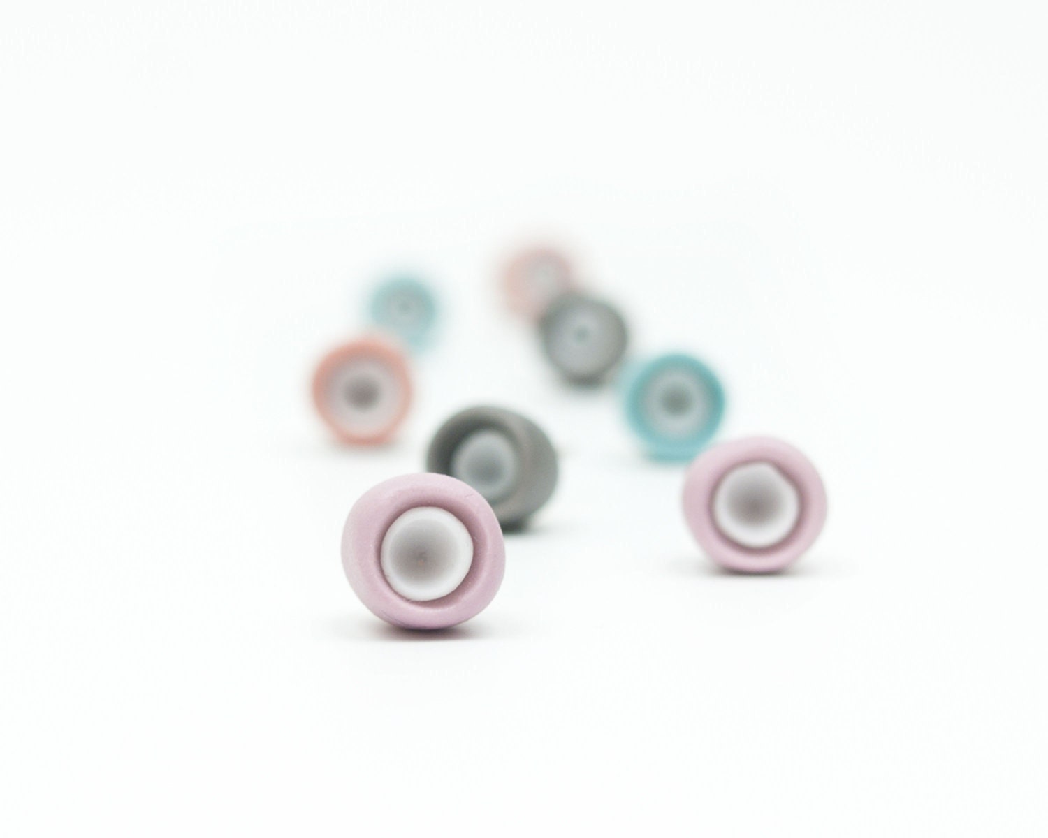 Alicante  Porcelain Stud Earrings - Turquoise, Gray, Purple, Coral ,Sku blue- Free Gift Wrapping - MaaPstudio