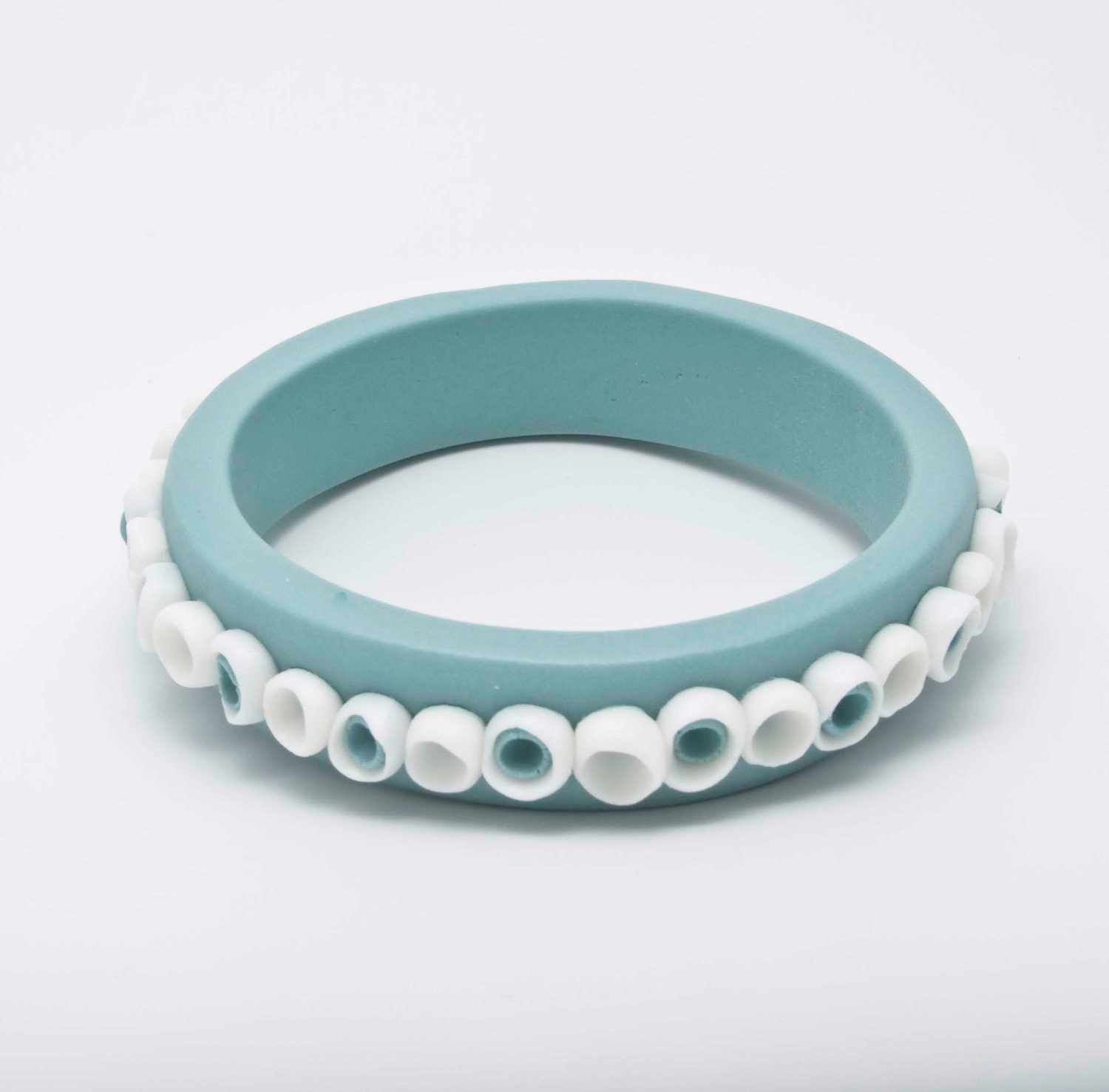 Le Lavandou Porcelain Bangle, Turquoise and White