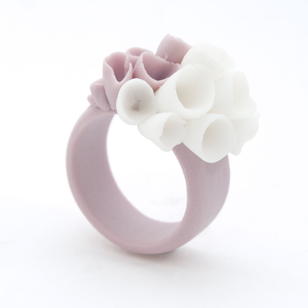 La-Rochelle Porcelain Ring - Purple and White - Custom Rings