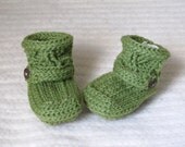 Crochet Baby Booties - 3 to 6 Months - Sage Green