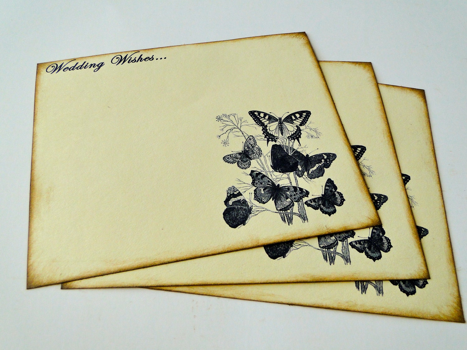 Wedding Guest Book Alternative Cards - Set of 50 -Black and White Butterfly Wedding Wishes