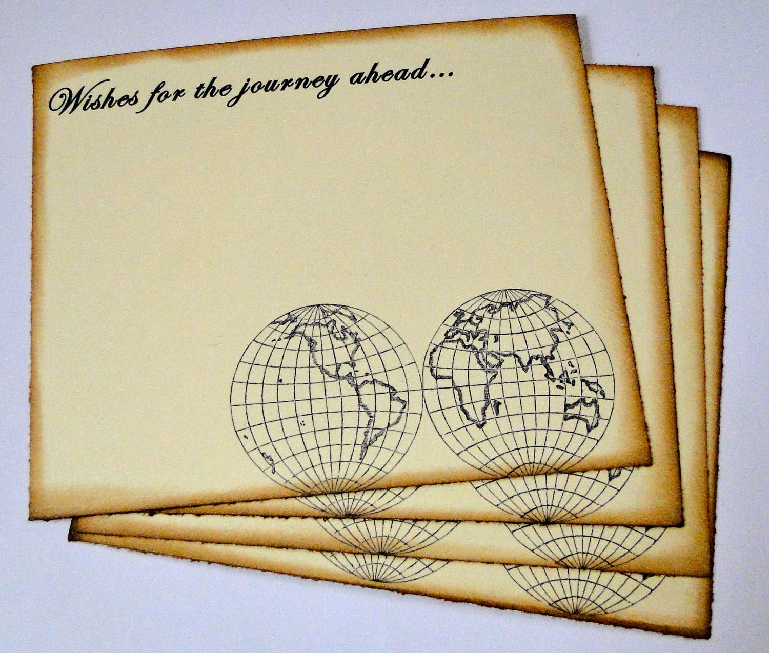 Wedding Guest Book Alternative Cards - Set of 50 - Vintage Map Globe Wedding Wishes