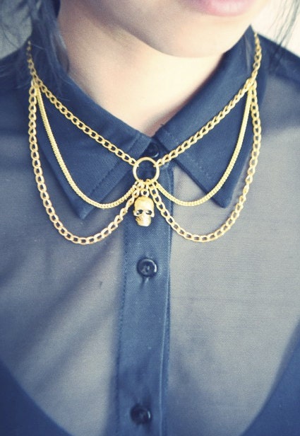 Peter Pan Skull Chain Collar Bib