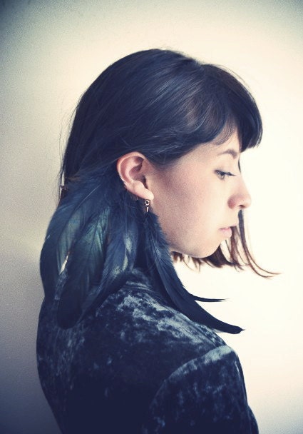 Raven Black Crow Feather Ear Cuff