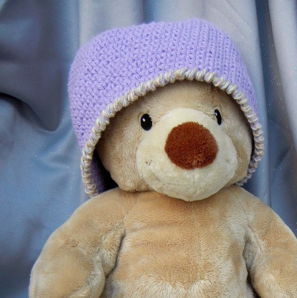 Crochet Hat Cotton Cloche Lilac Adult Size