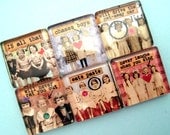 Glass Magnets - Girlfriends - Set of Six 1 Inch Magnets