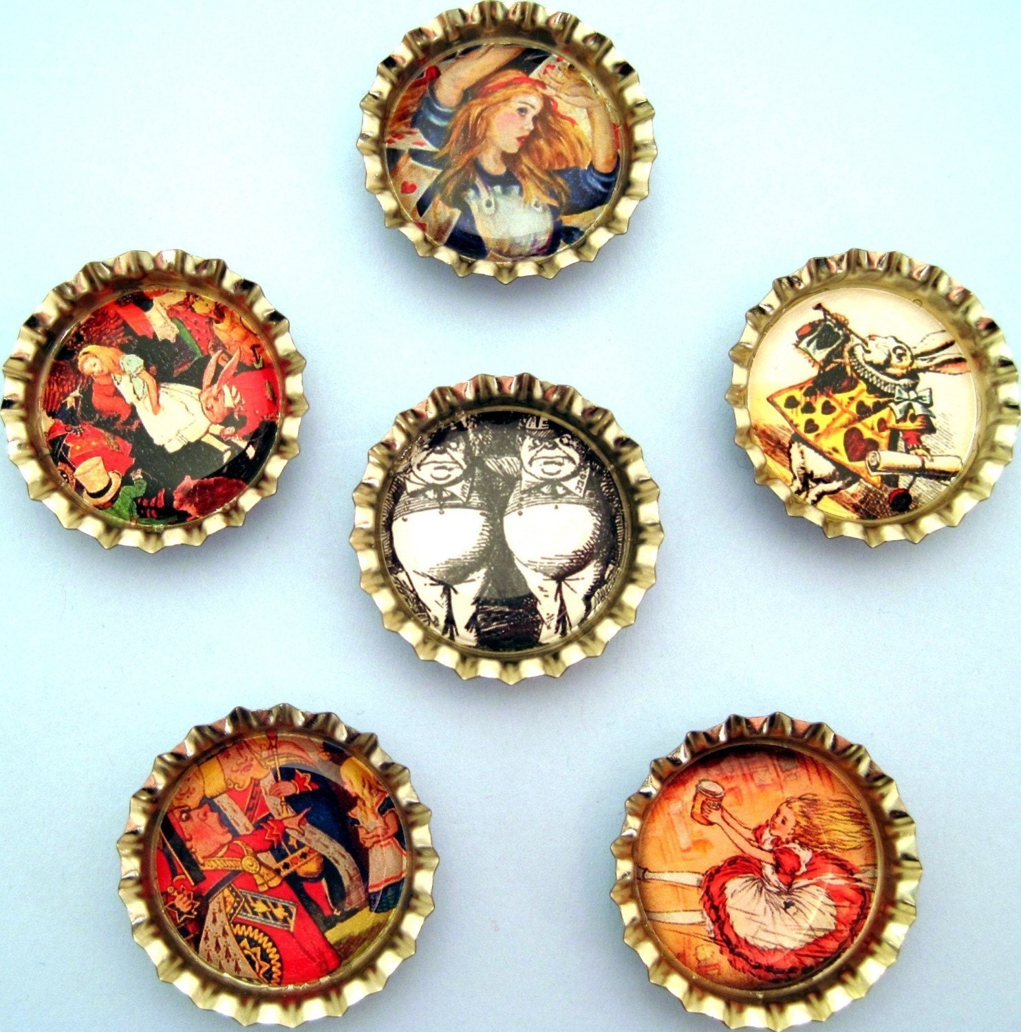 Handmade Magnets - Vintage Alice in Wonderland - Bottlecap