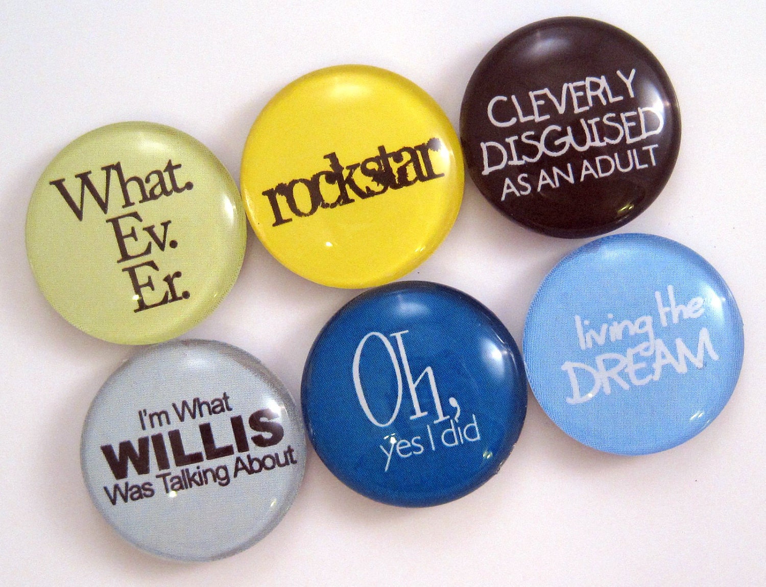 Funny Magnets - Set of Six One Inch Magnets