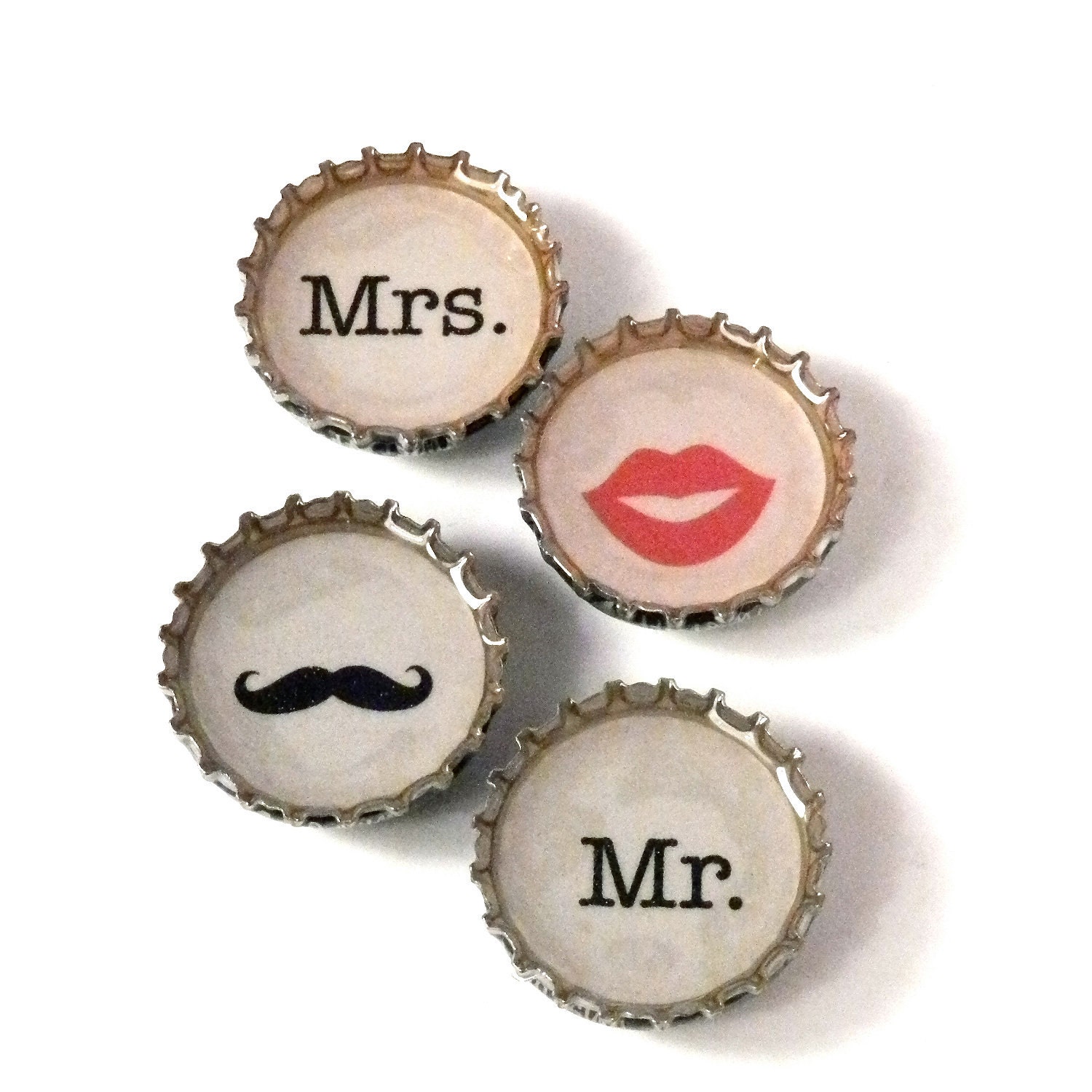 Magnets - Bottle Cap Magnets - The Mr & Mrs