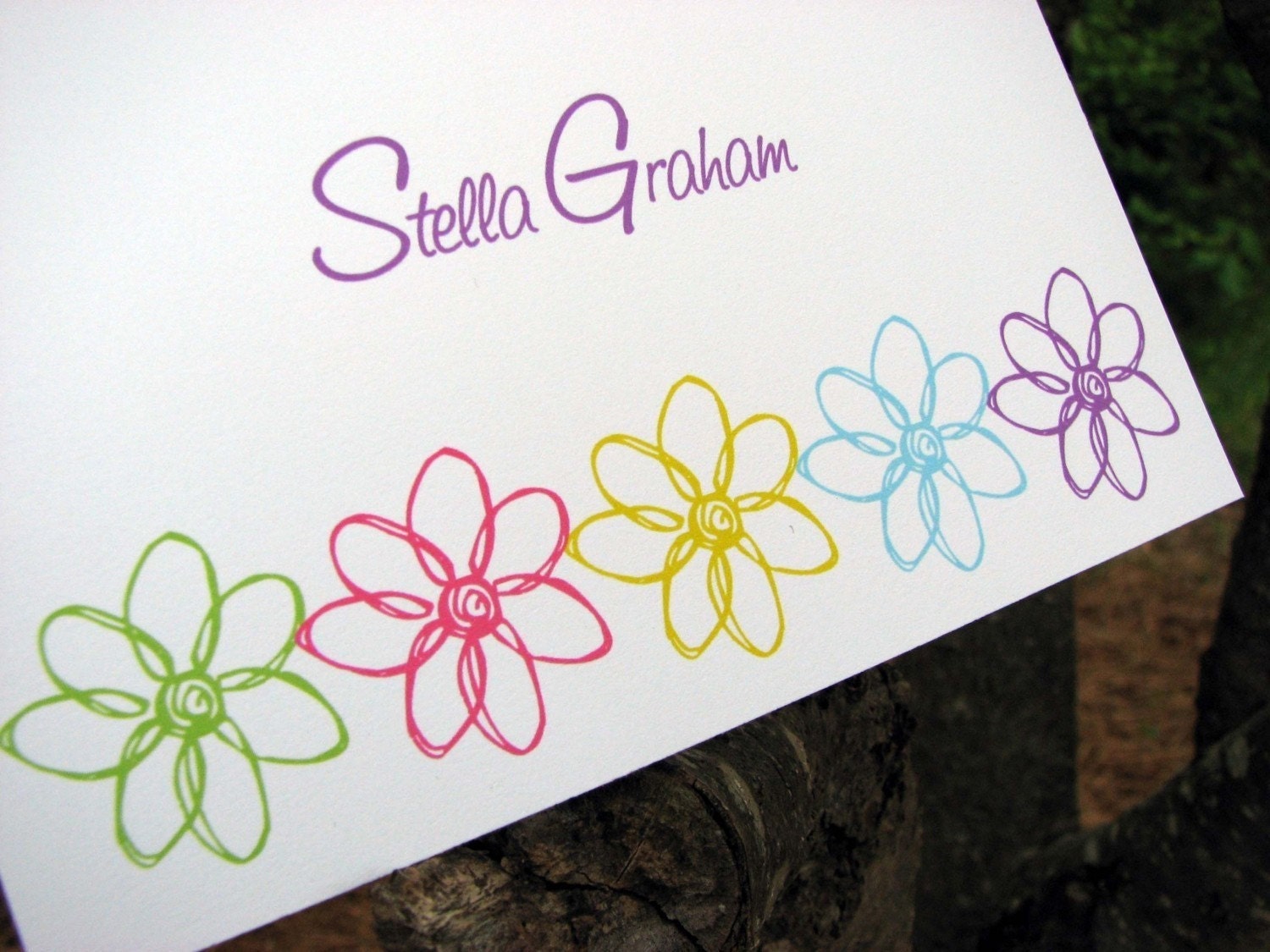 Personalized Note Cards Doodle Flower