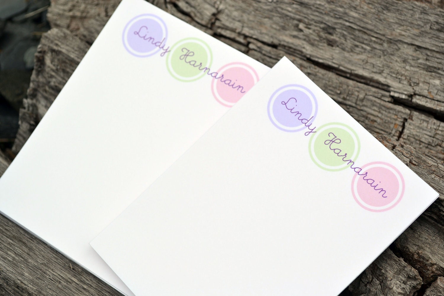 Personalized Notepads Set of 2 Large Circles Design