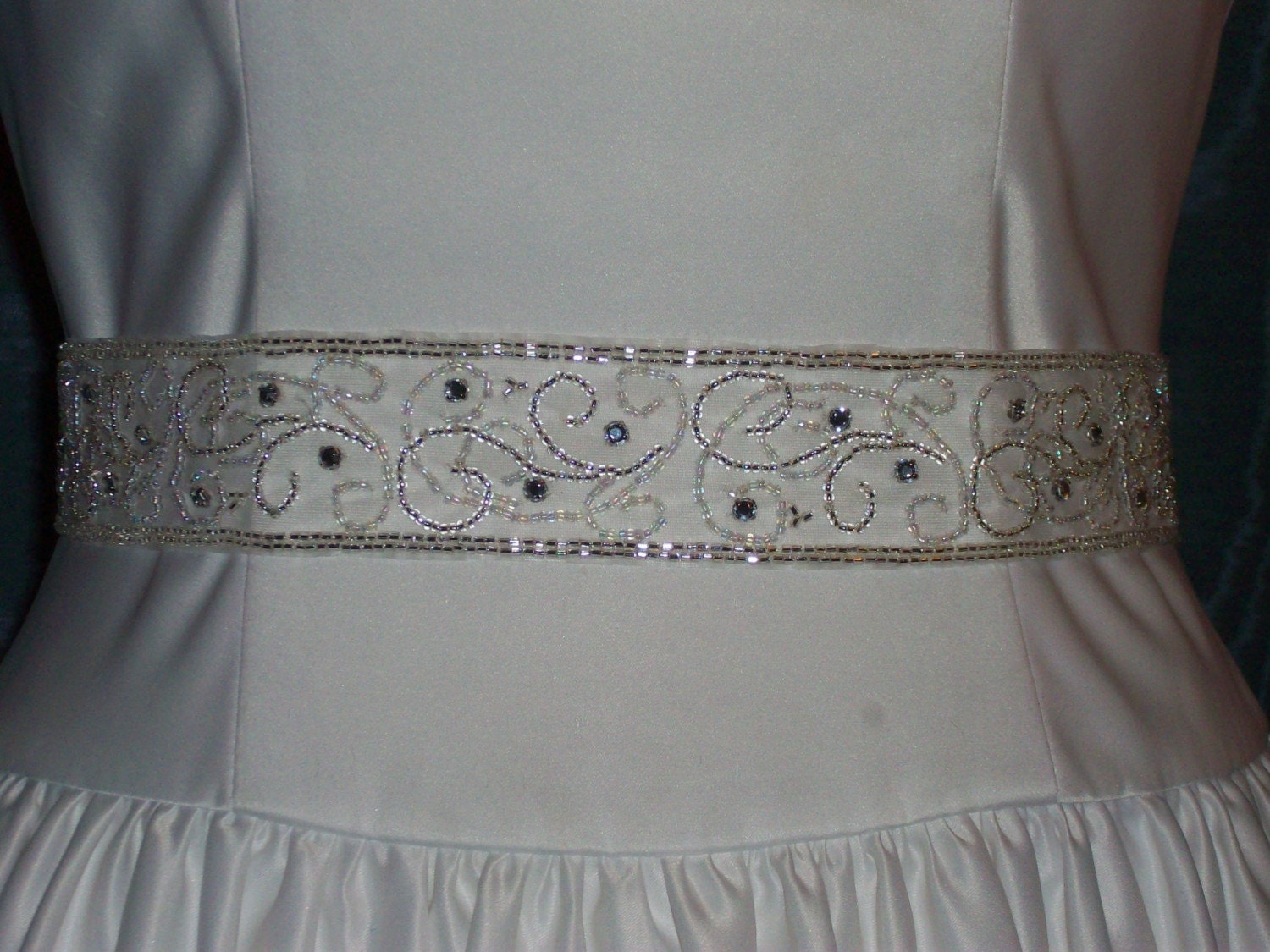 Crystal Beaded Bridal Belt Sash - Georganne crystal wedding gown sash