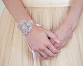 Crystal Bridal Cuff Bracelet - As SEEN in the Brides of OK Magazine Claire Couture Wedding Bracelet made of Crystals & Silver Beads