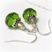 Spring Green Earrings, Crystal Drop Earrings, Green Czech Glass Earrings, Beaded Earrings, Dark Green Glass Earrings