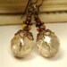 Champagne Glass Earrings Czech Honey Topaz Glass Drop Earrings Antique Brass Earrings