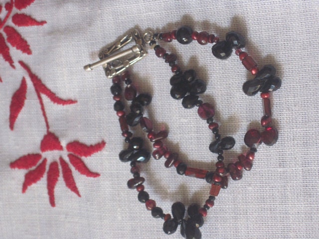 Jewelry Sale  Black Rhapsody Red Garnets Bracelet