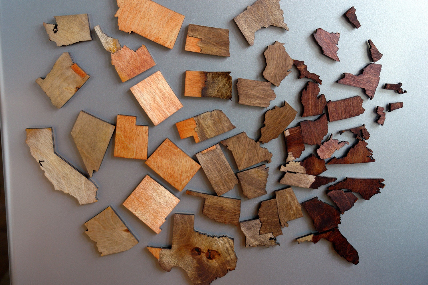 USA Magnetic Time Zone Puzzle - Stained Birch Plywood