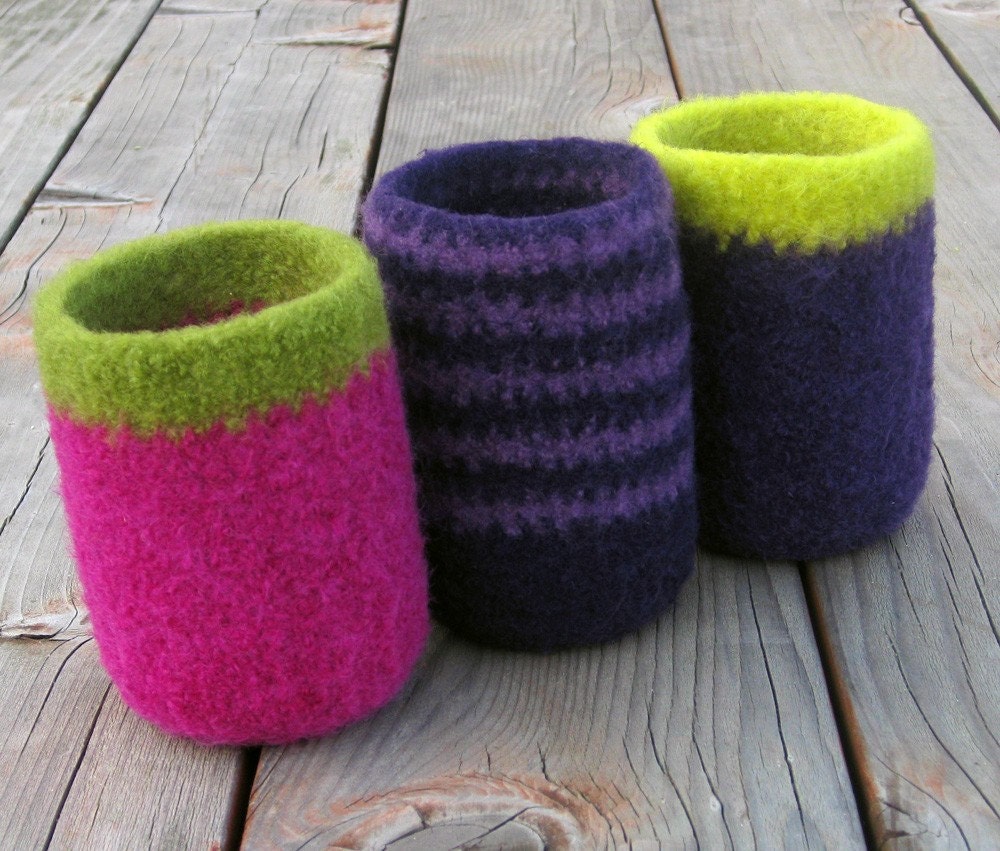 PATTERN Felted Wool Can and Bottle Cozies