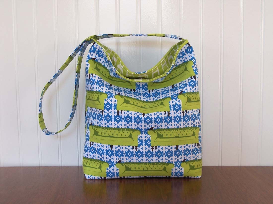 15% off entire shop - Coupon code 15OFF - Slouch Purse - Tufted Tweets - Avian Therapy in Grass